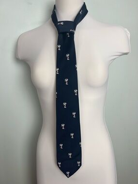 Vintage Snoopy Necktie Cervantes USA Navy Blue Peanuts Character Tie